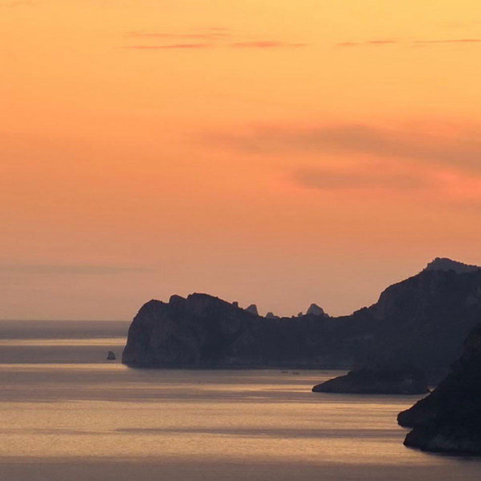 sunset view in front of Positano